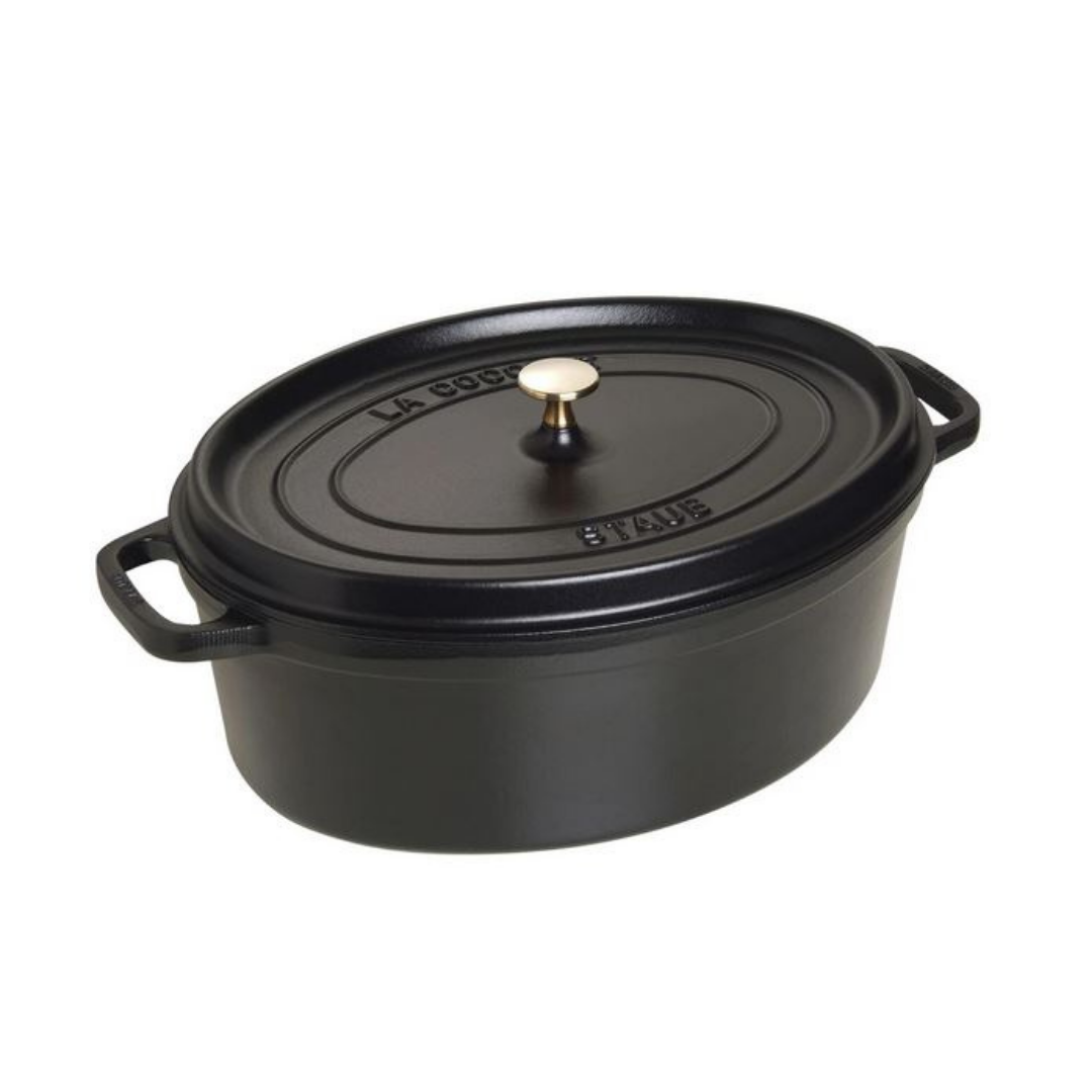 STAUB - Cocotte 37cm en fonte ovale noir mat