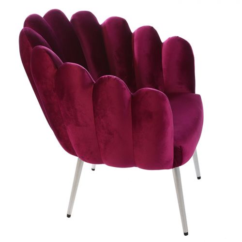 Fauteuil lounge wavy en velours violet
