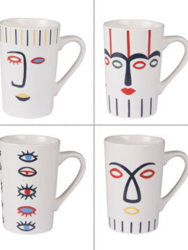 Coffret de 4 mugs coloré abstrait - Pujol maison