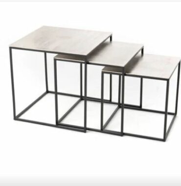 Set de 3 bout de canapé alu silver - Pujol maison