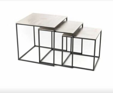 Set de 3 bout de canapé alu silver - Pujol maison