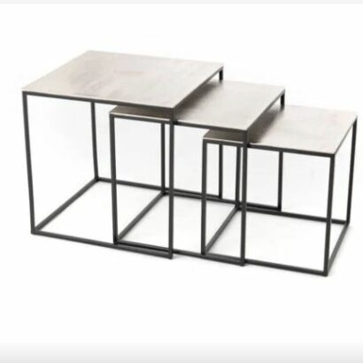 Set de 3 bout de canapé alu silver - Pujol maison
