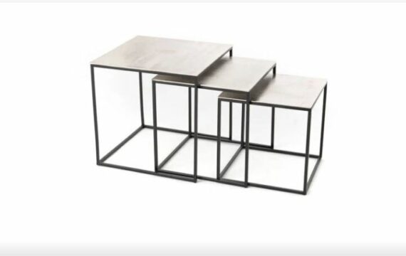 Set de 3 bout de canapé alu silver - Pujol maison