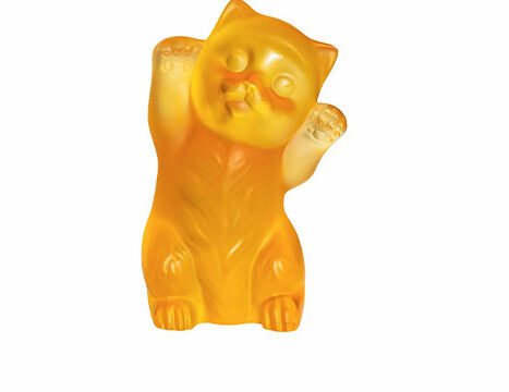 Sculpture lalique chaton ambre - Pujol maison