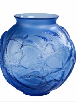 Vase hirondelles cristal bleu saphir lalique - Pujol maison