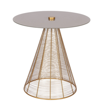 Bout de canapé en laiton doré et verre châtaigne - Pujol maison