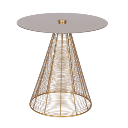 Bout de canapé en laiton doré et verre châtaigne - Pujol maison