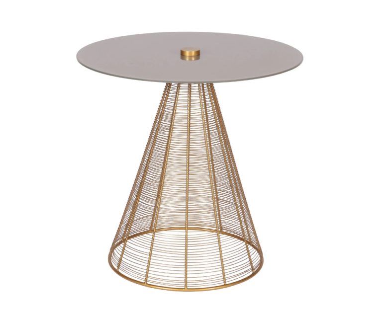 Bout de canapé en laiton doré et verre châtaigne - Pujol maison