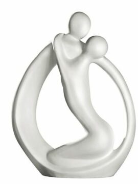 Sculpture "le câlin" en céramique blanc - Pujol maison