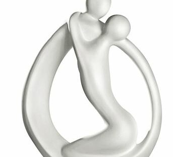 Sculpture "le câlin" en céramique blanc - Pujol maison