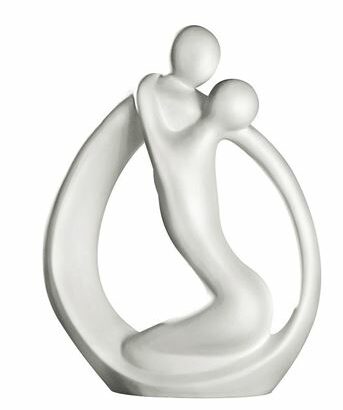 Sculpture "le câlin" en céramique blanc - Pujol maison