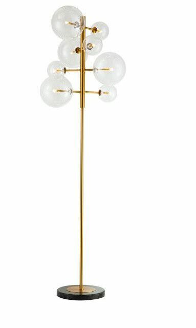 Lampadaire Bekasi en laiton doré et marbre - Pujol maison