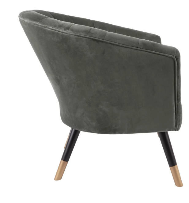Fauteuil bois et velours "vésuve" gris