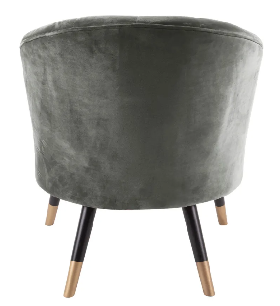 Fauteuil bois et velours "vésuve" gris