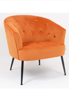 fauteuil tissu velours orange Samantha - Pujol maison