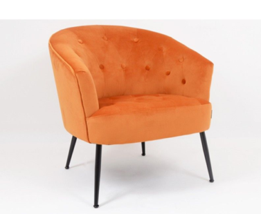 fauteuil tissu velours orange Samantha - Pujol maison