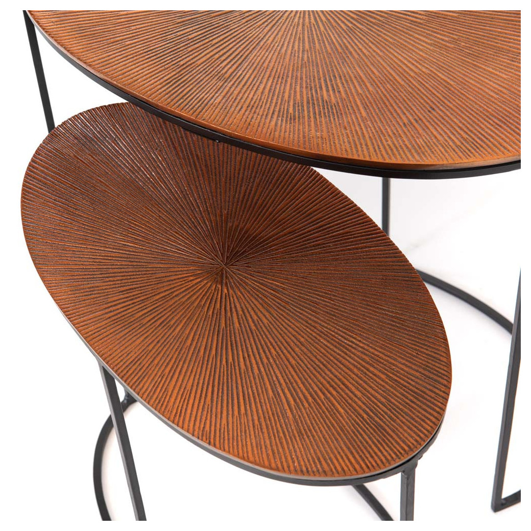 Bout de canapé ovale en cuivre