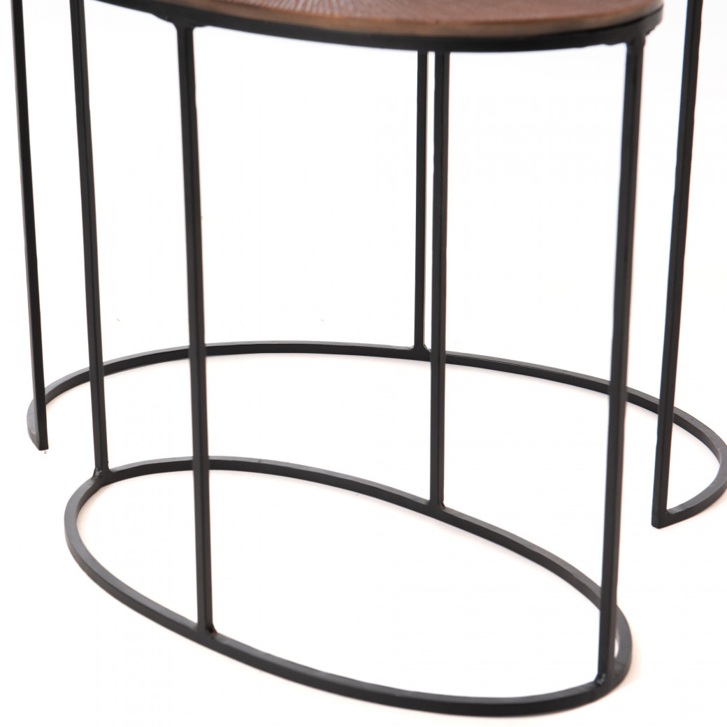 Bout de canapé ovale en cuivre