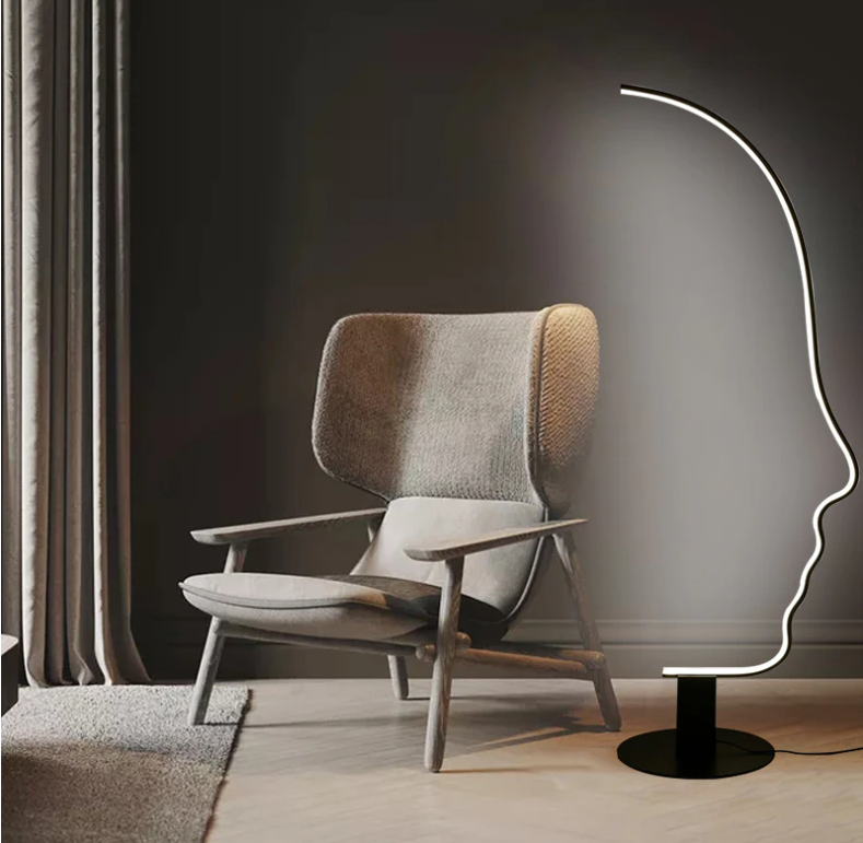 Lampadaire led visage abstrait 168 cm