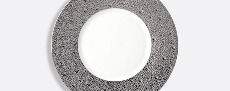 BERNARDAUD - Assiette plat 21 cm Ecume Platine - Pujol maison