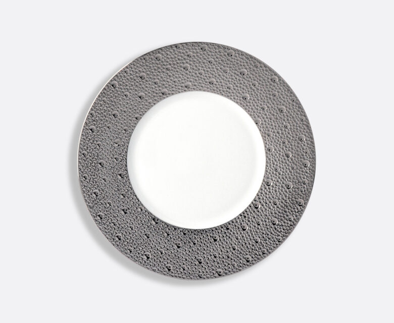 BERNARDAUD - Assiette plat 21 cm Ecume Platine - Pujol maison