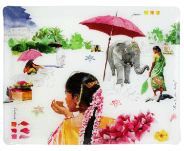 GIEN - Grand plateau acrylique 46,4 X 36,4 CM - Pujol maison