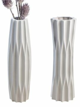 Vase Taglio blanc en céramique 58cm - Pujol maison