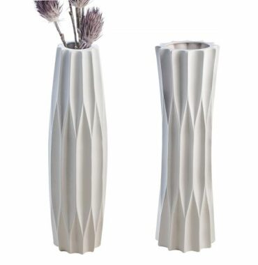 Vase Taglio blanc en céramique 58cm - Pujol maison