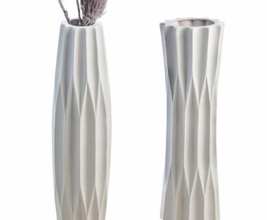 Vase Taglio blanc en céramique 58cm - Pujol maison