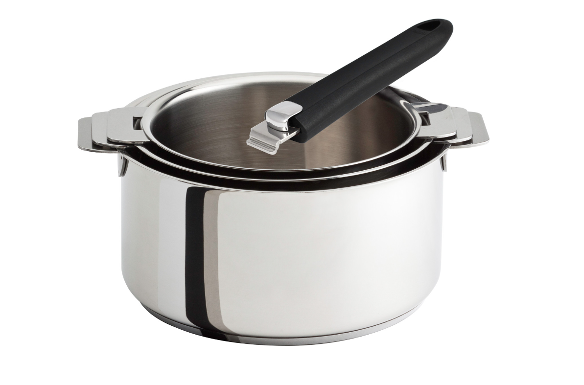 CRISTEL - 3 Casseroles Mutine avec 1 poignée amovible