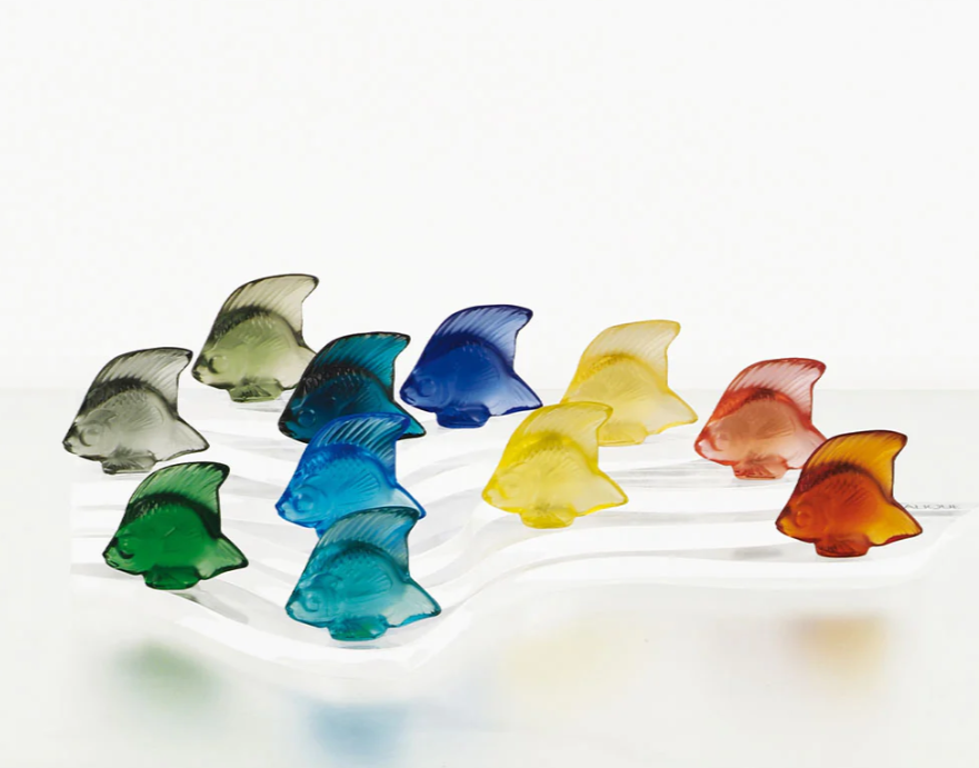 LALIQUE - Poisson cristal rouge or