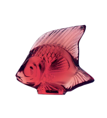LALIQUE - Poisson cristal rouge or