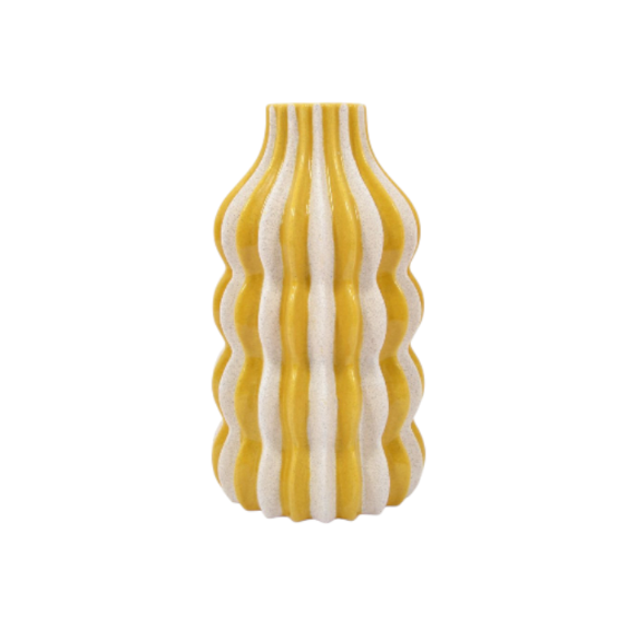 Vase « Finella » – H32cm – Jaune/blanc